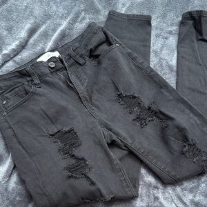 KanCan Charcoal Distressed Skinny Jeans